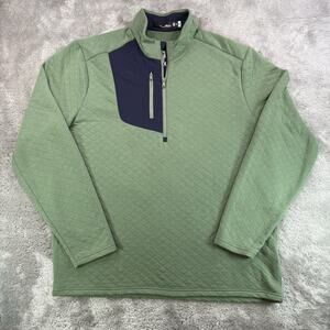 RLX Ralph Lauren Quilted Pullover Jacket Men XL Golf Quarter Zip Insulated Green